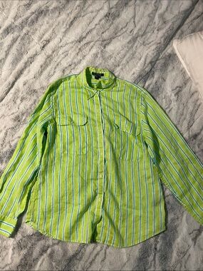 Ralph Lauren Lime Green Striped Button-Down Shirt